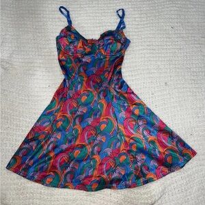 Dolls Kill Rainbow Wave Spaghetti Strap Mini Dress